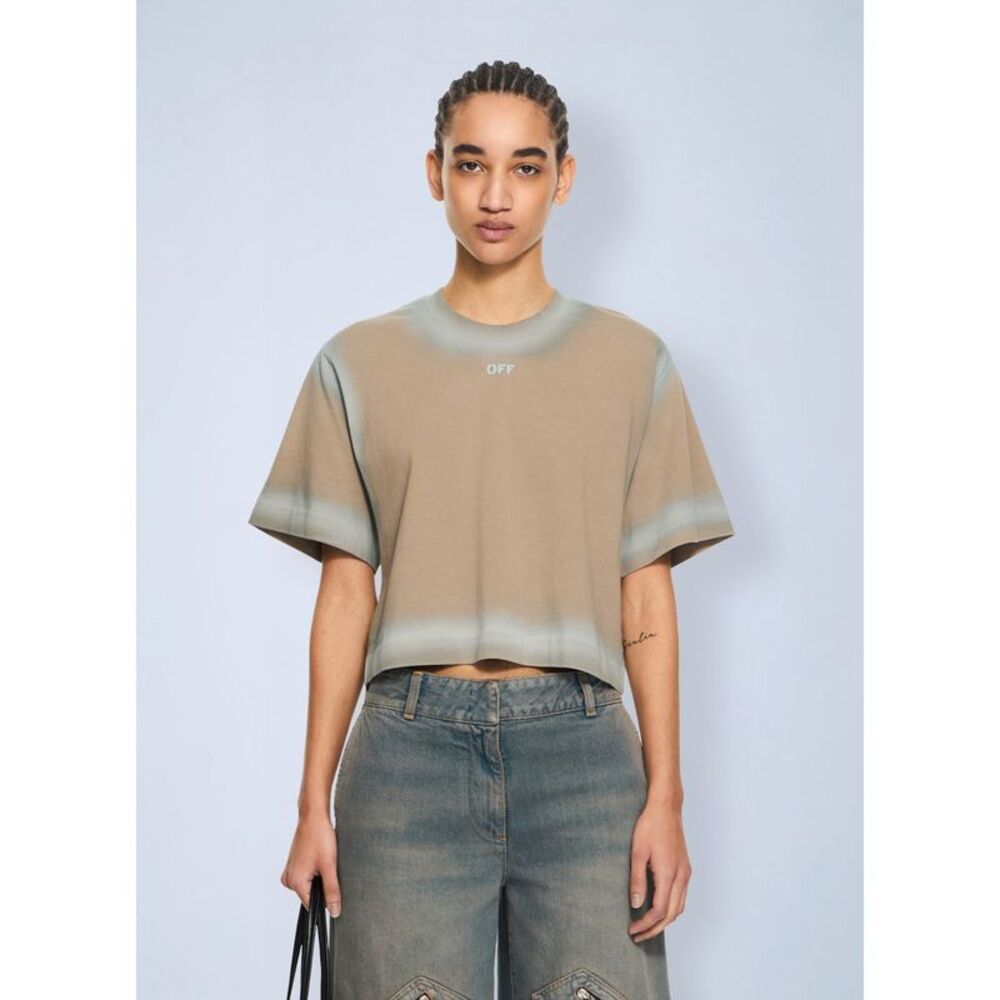 Off-White Women Spray Off Stamp Crop T-Shirt